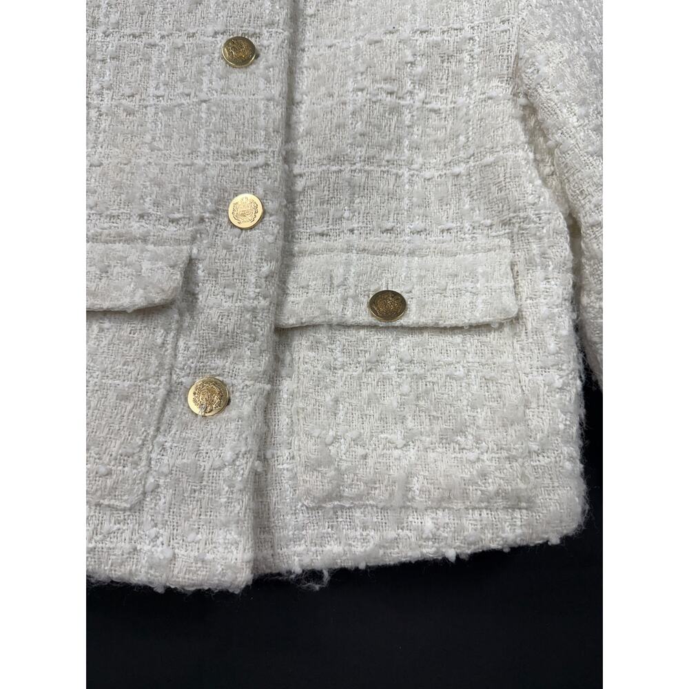 Mark Edwards Studio Tweed Crop Blazer Jacket Sz XS Ivory Blazer - Picture 5 of 12